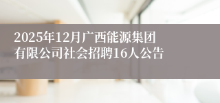 2025年12月广西能源集团有限公司社会招聘16人公告