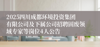 2025四川成都环境投资集团有限公司及下属公司招聘固废领域专家等岗位4人公告