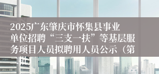 2025广东肇庆市怀集县事业单位招聘“三支一扶”等基层服务项目人员拟聘用人员公示(第二批)
