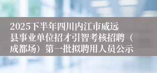 2025下半年四川内江市威远县事业单位招才引智考核招聘（成都场）第一批拟聘用人员公示