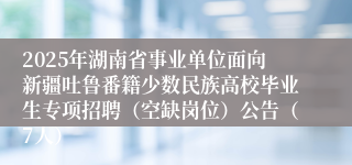 2025年湖南省事业单位面向新疆吐鲁番籍少数民族高校毕业生专项招聘（空缺岗位）公告（7人）