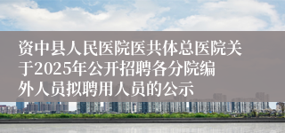 资中县人民医院医共体总医院关于2025年公开招聘各分院编外人员拟聘用人员的公示