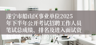 遂宁市船山区事业单位2025年下半年公开考试招聘工作人员笔试总成绩、排名及进入面试资格审查人员名单的公告