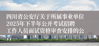 四川省公安厅关于所属事业单位2025年下半年公开考试招聘工作人员面试资格审查安排的公告