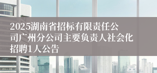 2025湖南省招标有限责任公司广州分公司主要负责人社会化招聘1人公告