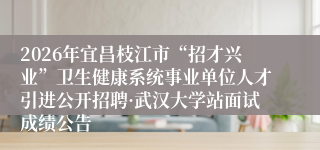 2026年宜昌枝江市“招才兴业”卫生健康系统事业单位人才引进公开招聘·武汉大学站面试成绩公告