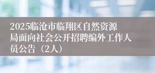 2025临沧市临翔区自然资源局面向社会公开招聘编外工作人员公告(2人)