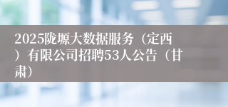 2025陇塬大数据服务（定西）有限公司招聘53人公告（甘肃）