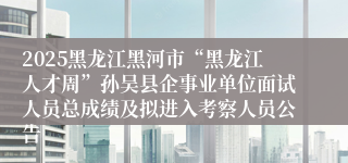 2025黑龙江黑河市“黑龙江人才周”孙吴县企事业单位面试人员总成绩及拟进入考察人员公告
