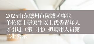 2025山东德州市陵城区事业单位硕士研究生以上优秀青年人才引进(第二批)拟聘用人员第二批公示