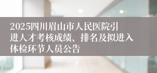 2025四川眉山市人民医院引进人才考核成绩、排名及拟进入体检环节人员公告