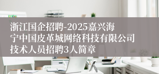 浙江国企招聘-2025嘉兴海宁中国皮革城网络科技有限公司技术人员招聘3人简章