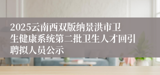 2025云南西双版纳景洪市卫生健康系统第二批卫生人才回引聘拟人员公示