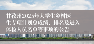 甘孜州2025年大学生乡村医生专项计划总成绩、排名及进入体检人员名单等事项的公告