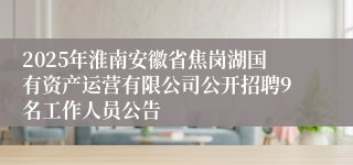 2025年淮南安徽省焦岗湖国有资产运营有限公司公开招聘9名工作人员公告