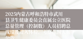 2025内蒙古呼和浩特市武川县卫生健康委员会直属公立医院总量管理（控制数）人员招聘总成绩及进入体检、考察范围人员公告