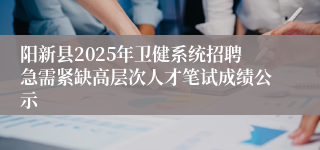 阳新县2025年卫健系统招聘急需紧缺高层次人才笔试成绩公示