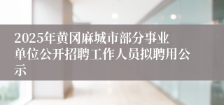 2025年黄冈麻城市部分事业单位公开招聘工作人员拟聘用公示