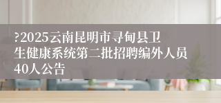 ?2025云南昆明市寻甸县卫生健康系统第二批招聘编外人员40人公告