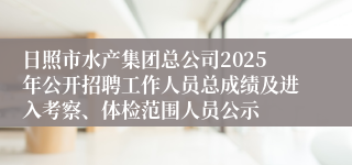 日照市水产集团总公司2025年公开招聘工作人员总成绩及进入考察、体检范围人员公示