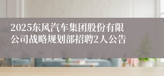 2025东风汽车集团股份有限公司战略规划部招聘2人公告