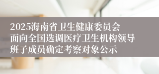 2025海南省卫生健康委员会面向全国选调医疗卫生机构领导班子成员确定考察对象公示