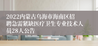 2022内蒙古乌海市海南区招聘急需紧缺医疗卫生专业技术人员28人公告