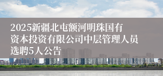 2025新疆北屯额河明珠国有资本投资有限公司中层管理人员选聘5人公告