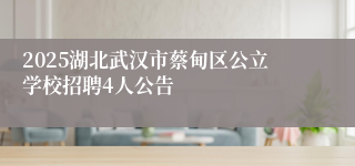 2025湖北武汉市蔡甸区公立学校招聘4人公告