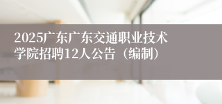 2025广东广东交通职业技术学院招聘12人公告（编制）