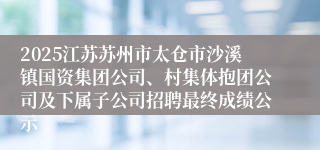 2025江苏苏州市太仓市沙溪镇国资集团公司、村集体抱团公司及下属子公司招聘最终成绩公示