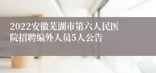 2022安徽芜湖市第六人民医院招聘编外人员5人公告