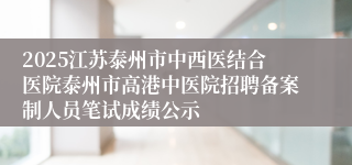 2025江苏泰州市中西医结合医院泰州市高港中医院招聘备案制人员笔试成绩公示