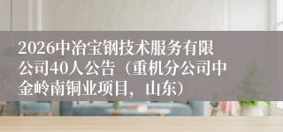 2026中冶宝钢技术服务有限公司40人公告(重机分公司中金岭南铜业项目,山东)