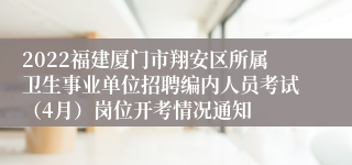 2022福建厦门市翔安区所属卫生事业单位招聘编内人员考试（4月）岗位开考情况通知