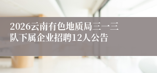 2026云南有色地质局三一三队下属企业招聘12人公告