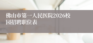 佛山市第一人民医院2026校园招聘职位表