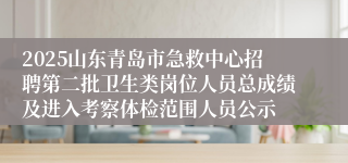 2025山东青岛市急救中心招聘第二批卫生类岗位人员总成绩及进入考察体检范围人员公示