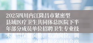 2025四川内江隆昌市紧密型县域医疗卫生共同体总医院下半年部分成员单位招聘卫生专业技术人员保留岗位、取消岗位、调减招聘名额岗位及报名审核合格人员名单相关事宜的公