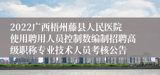 2022广西梧州藤县人民医院使用聘用人员控制数编制招聘高级职称专业技术人员考核公告