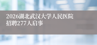 2026湖北武汉大学人民医院招聘277人启事