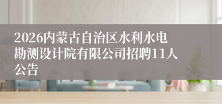 2026内蒙古自治区水利水电勘测设计院有限公司招聘11人公告