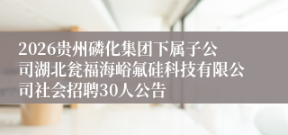 2026贵州磷化集团下属子公司湖北瓮福海峪氟硅科技有限公司社会招聘30人公告