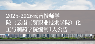 2025-2026云南技师学院(云南工贸职业技术学院)化工与制药学院编制1人公告