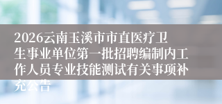 2026云南玉溪市市直医疗卫生事业单位第一批招聘编制内工作人员专业技能测试有关事项补充公告
