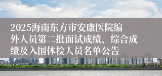 2025海南东方市安康医院编外人员第二批面试成绩、综合成绩及入围体检人员名单公告