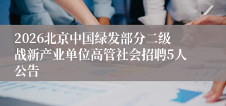 2026北京中国绿发部分二级战新产业单位高管社会招聘5人公告