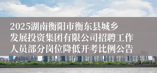 2025湖南衡阳市衡东县城乡发展投资集团有限公司招聘工作人员部分岗位降低开考比例公告