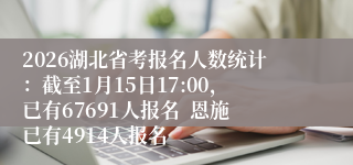 2026湖北省考报名人数统计：截至1月15日17:00，已有67691人报名  恩施已有4914人报名