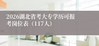 2026湖北省考大专学历可报考岗位表(117人)